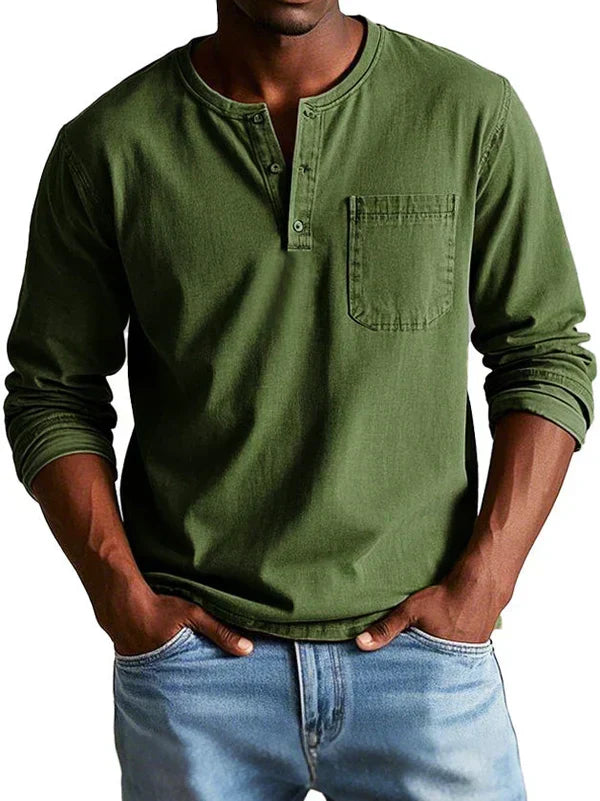 Siyaje | T-shirt Henley décontracté à manches longues