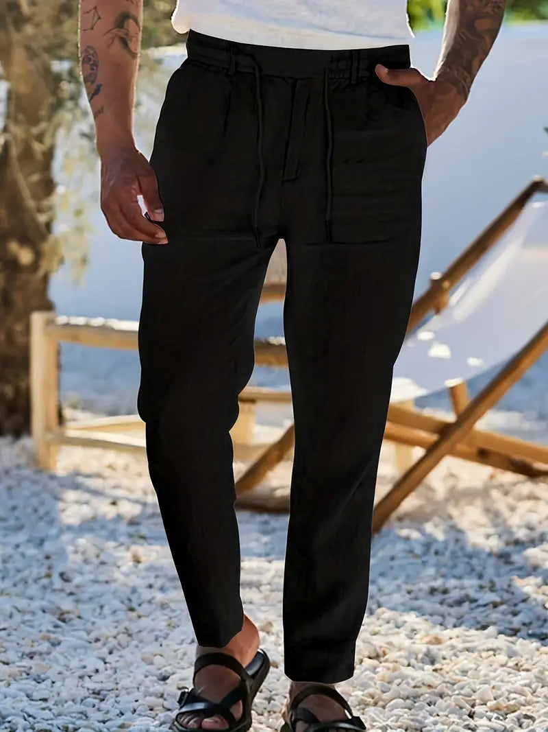 Siyaje | Pantalon ample en lin avec cordon de serrage