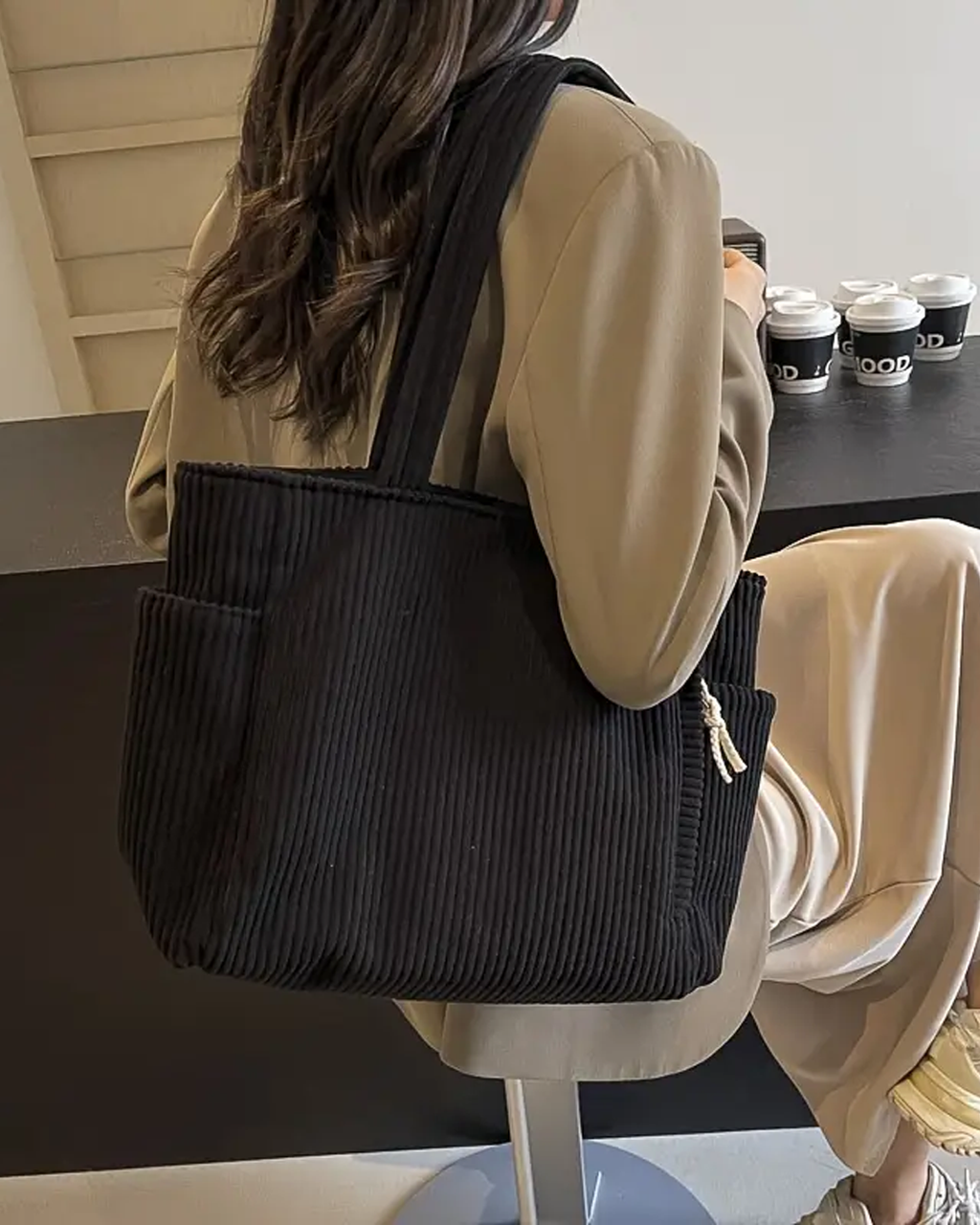 Siyaje | Sac cabas côtelé avec cordon de serrage