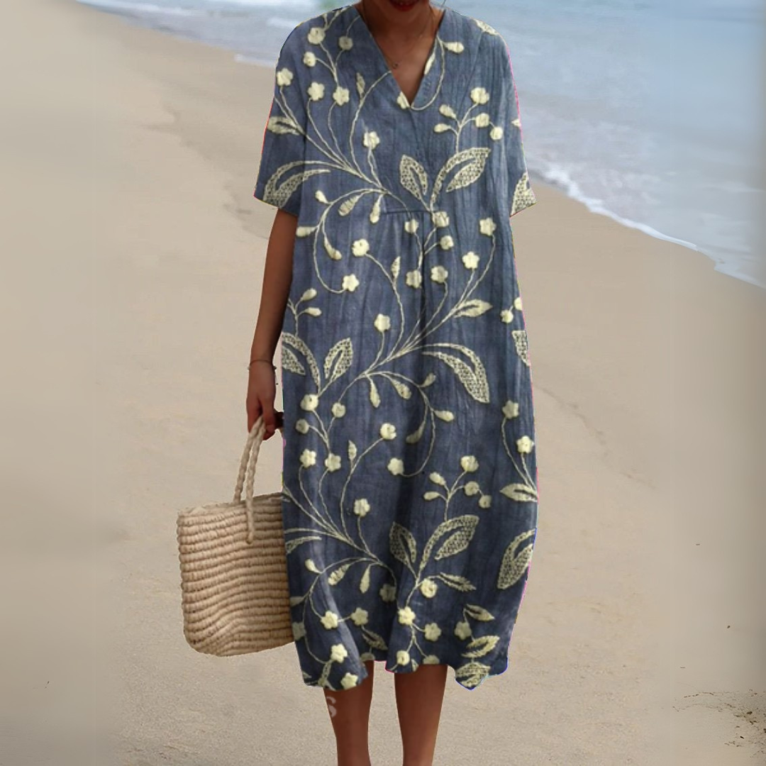 Claire | Robe d’été fleurie à encolure en V élégante