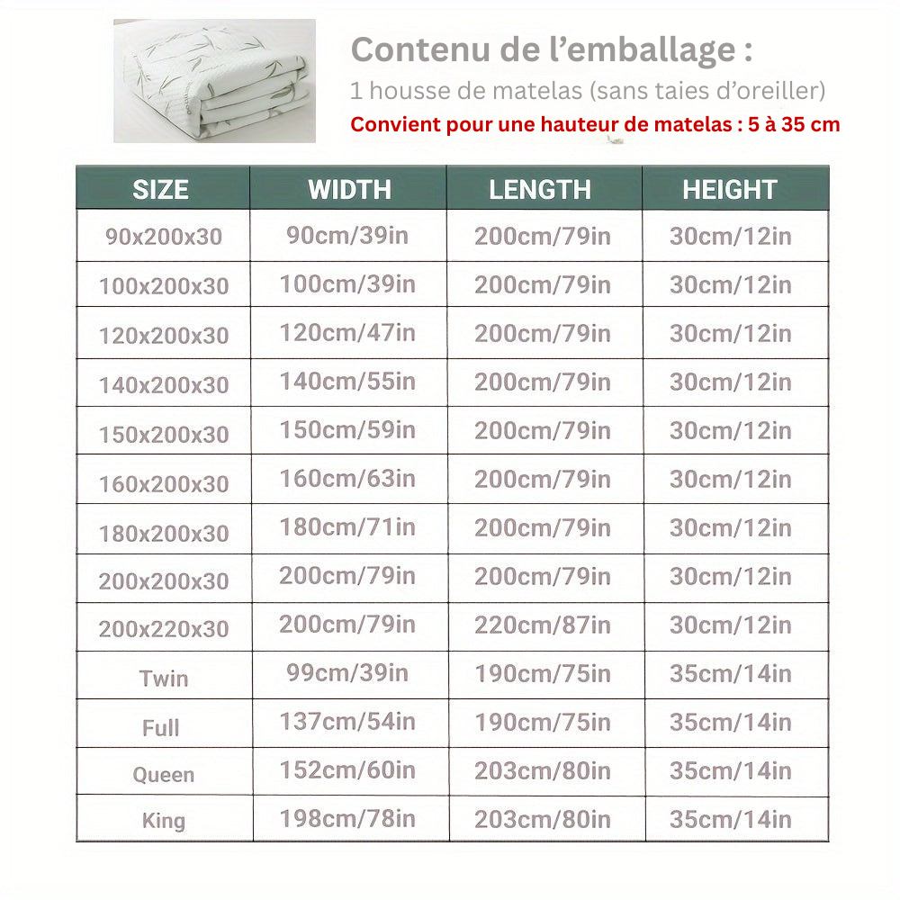 BambooCool Protège-Matelas – Respirant et Rafraîchissant pour un Confort de Sommeil Amélioré