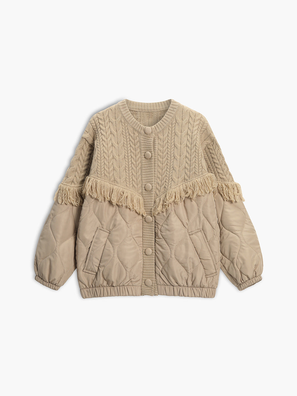 Siyaje | Veste matelassée en tricot torsadé patchwork