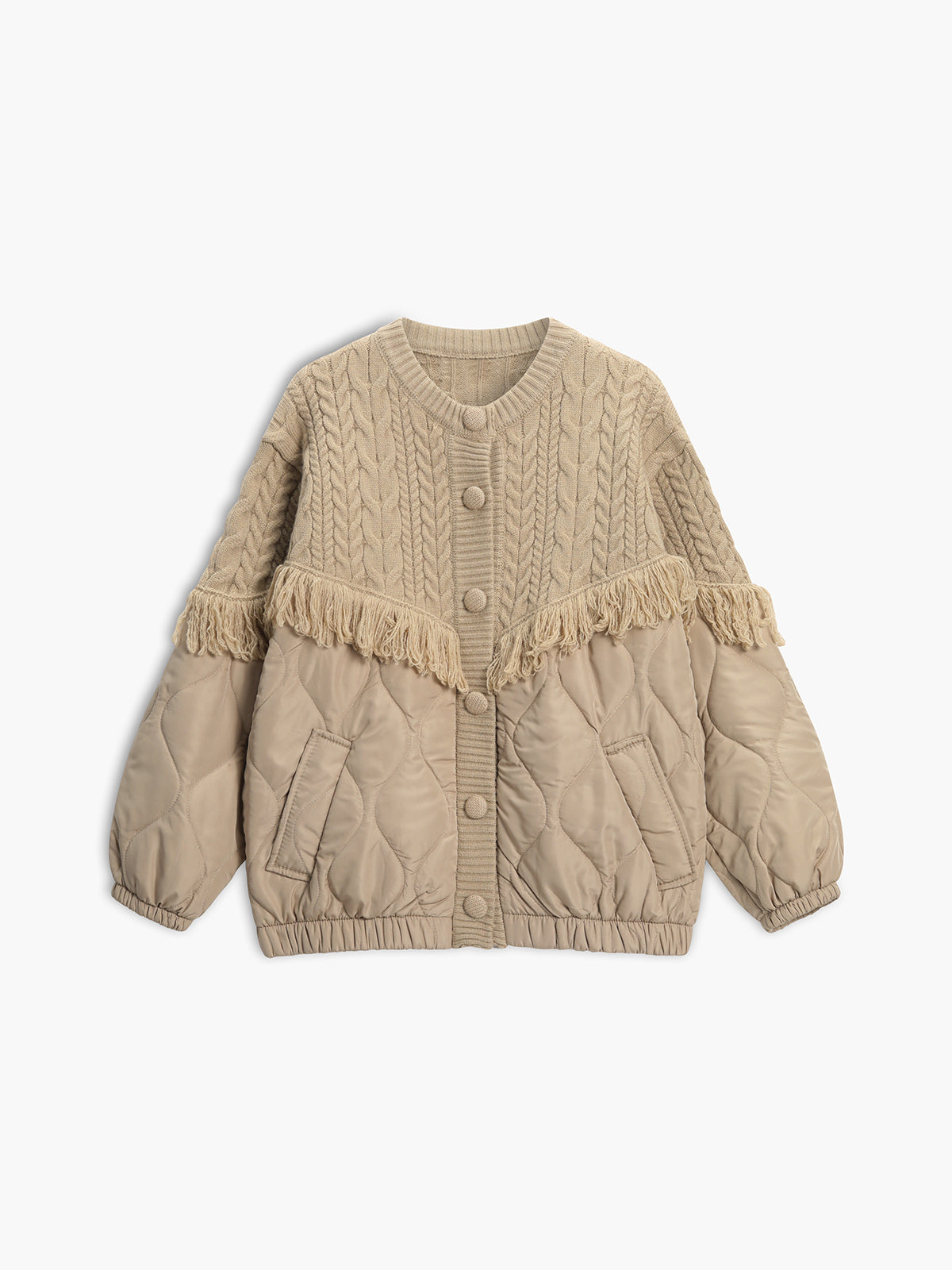 Siyaje | Veste matelassée en tricot torsadé patchwork
