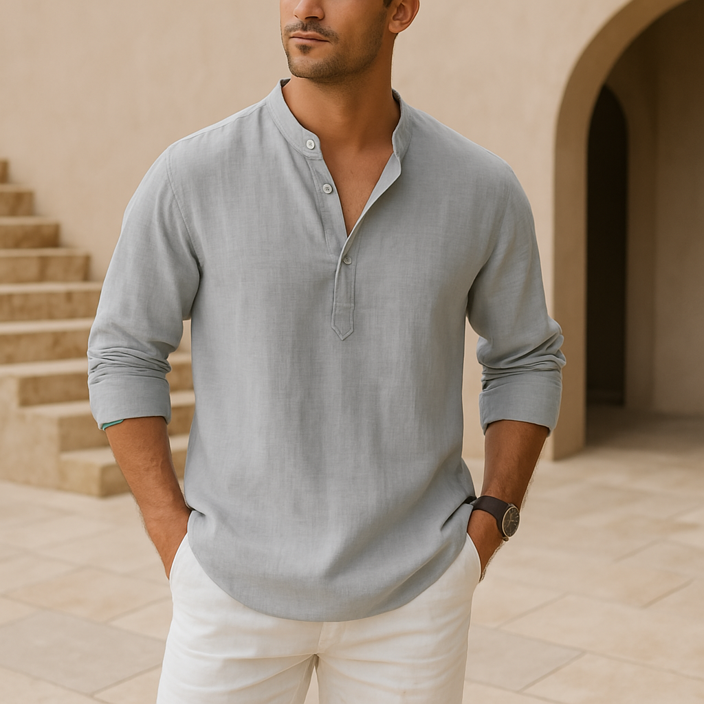 Siyaje | Chemise Henley en coton effet lin