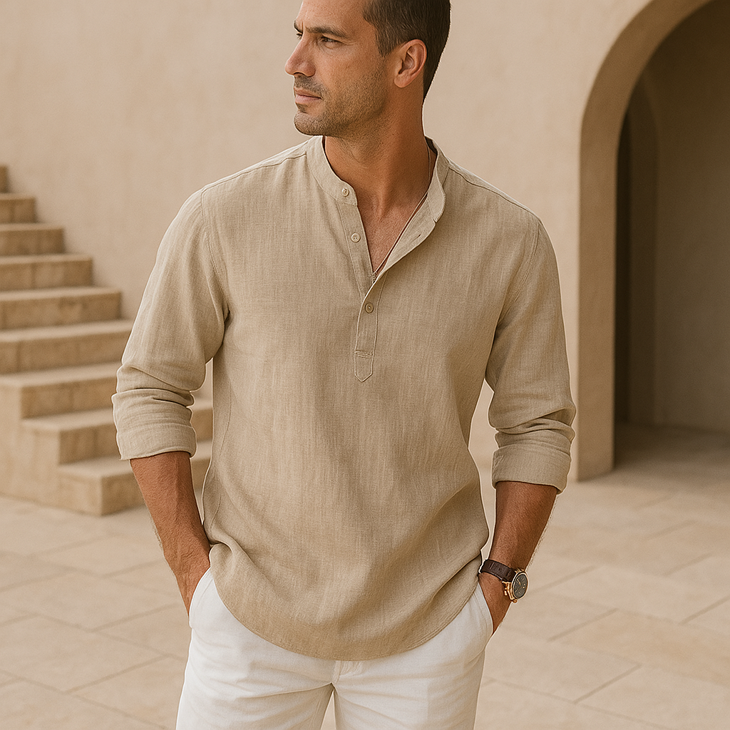 Siyaje | Chemise Henley en coton effet lin