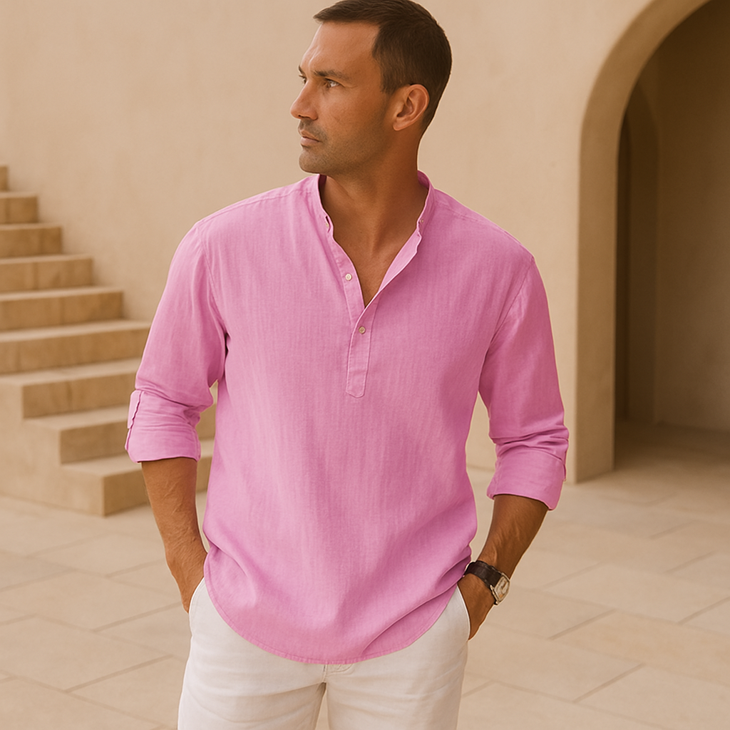 Siyaje | Chemise Henley en coton effet lin