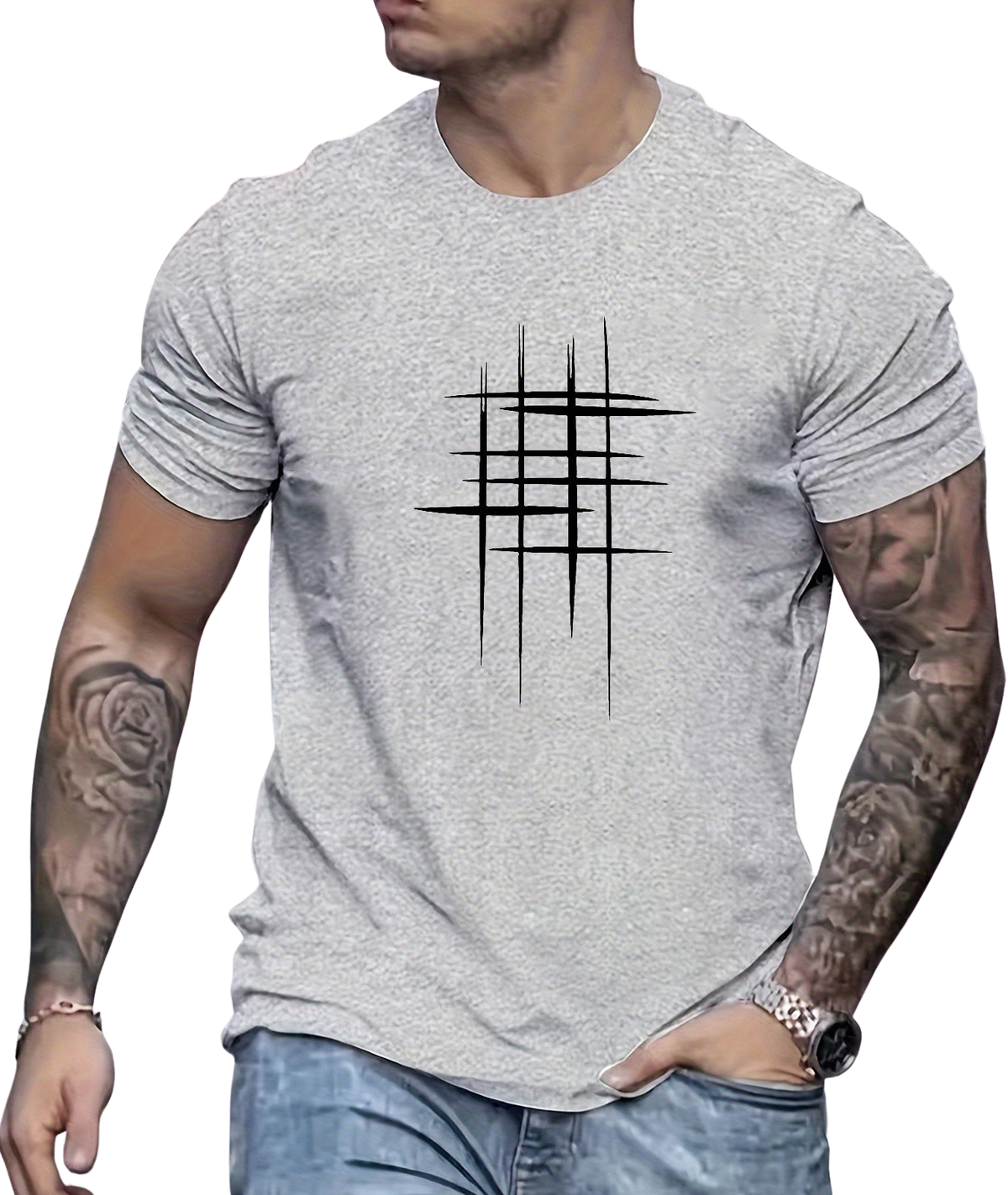 Siyaje | T-shirt élégant à col rond avec imprimé graphique