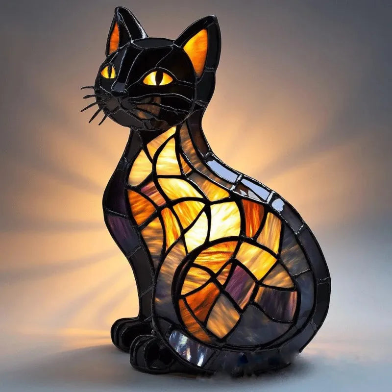 Siyaje | Lampe de chat enchantée en verre coloré