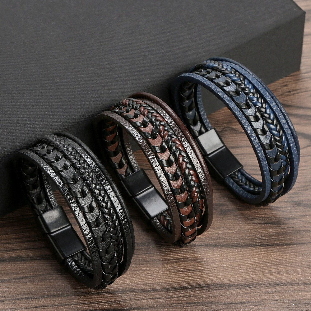 Siyaje | Bracelet viking en cuir tressé