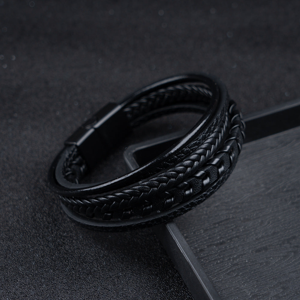 Siyaje | Bracelet viking en cuir tressé