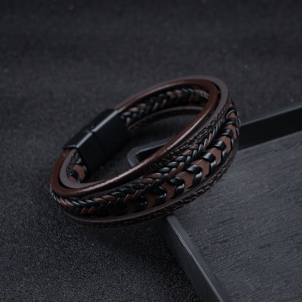 Siyaje | Bracelet viking en cuir tressé