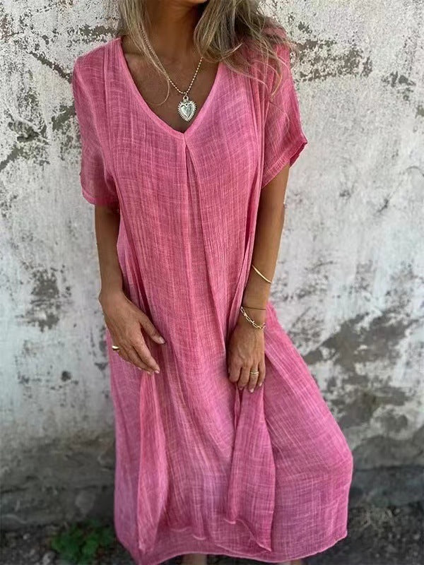 Naia – Robe en V en coton et lin