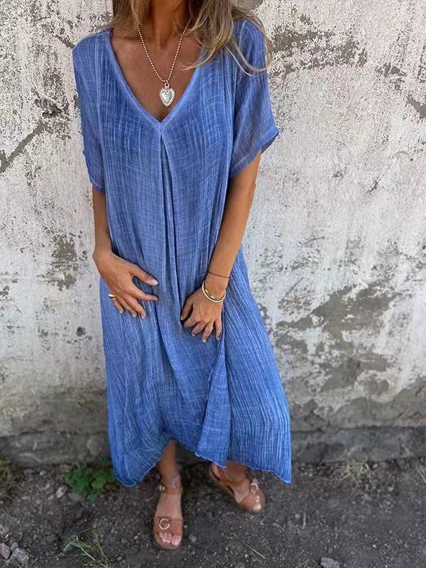 Naia – Robe en V en coton et lin