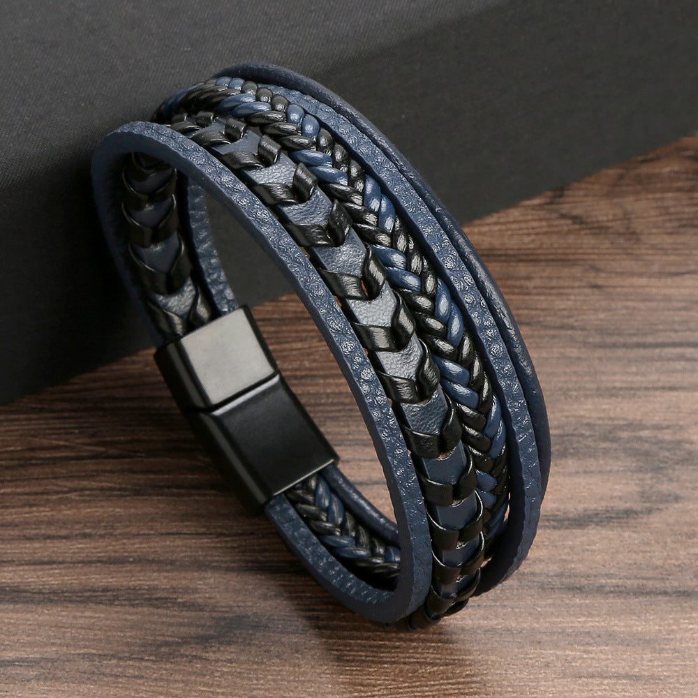 Siyaje | Bracelet viking en cuir tressé