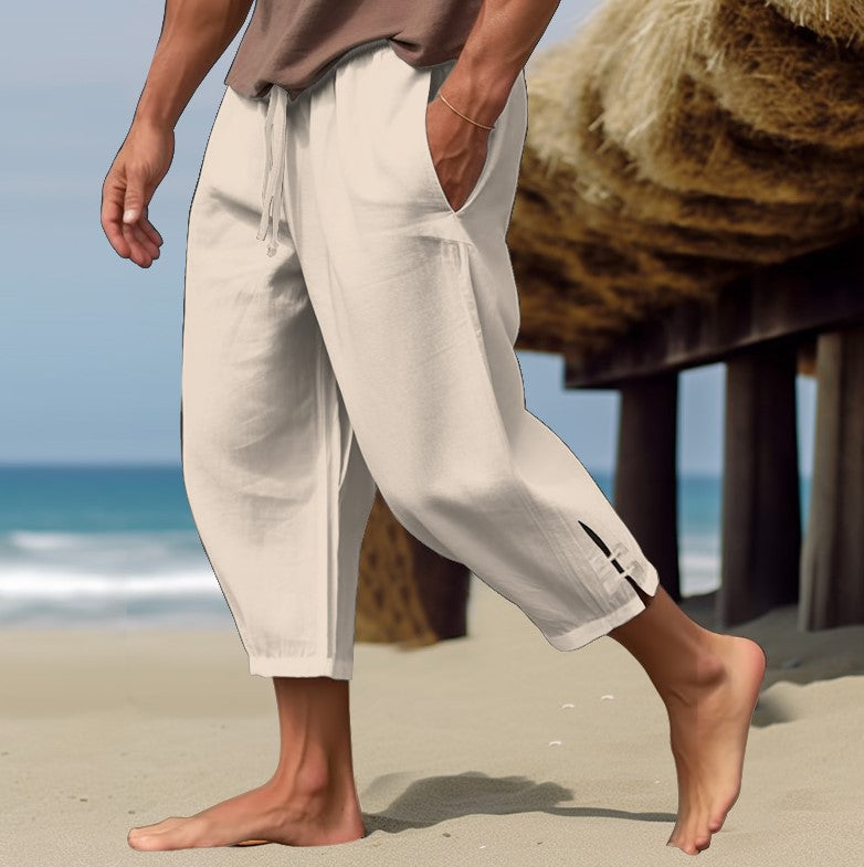Siyaje | Pantalon d'été en lin confortable à taille élastique