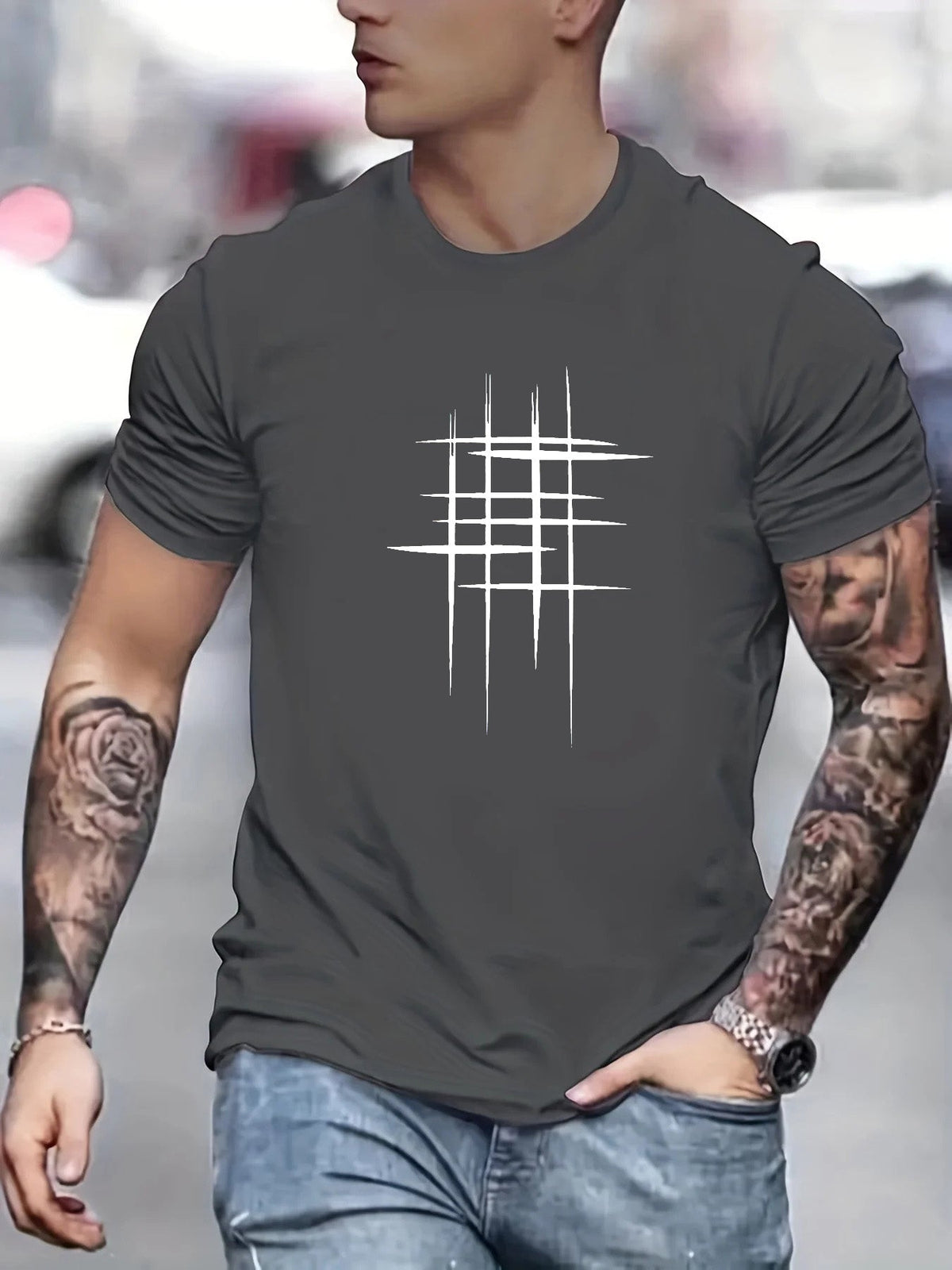 Siyaje | T-shirt élégant à col rond avec imprimé graphique