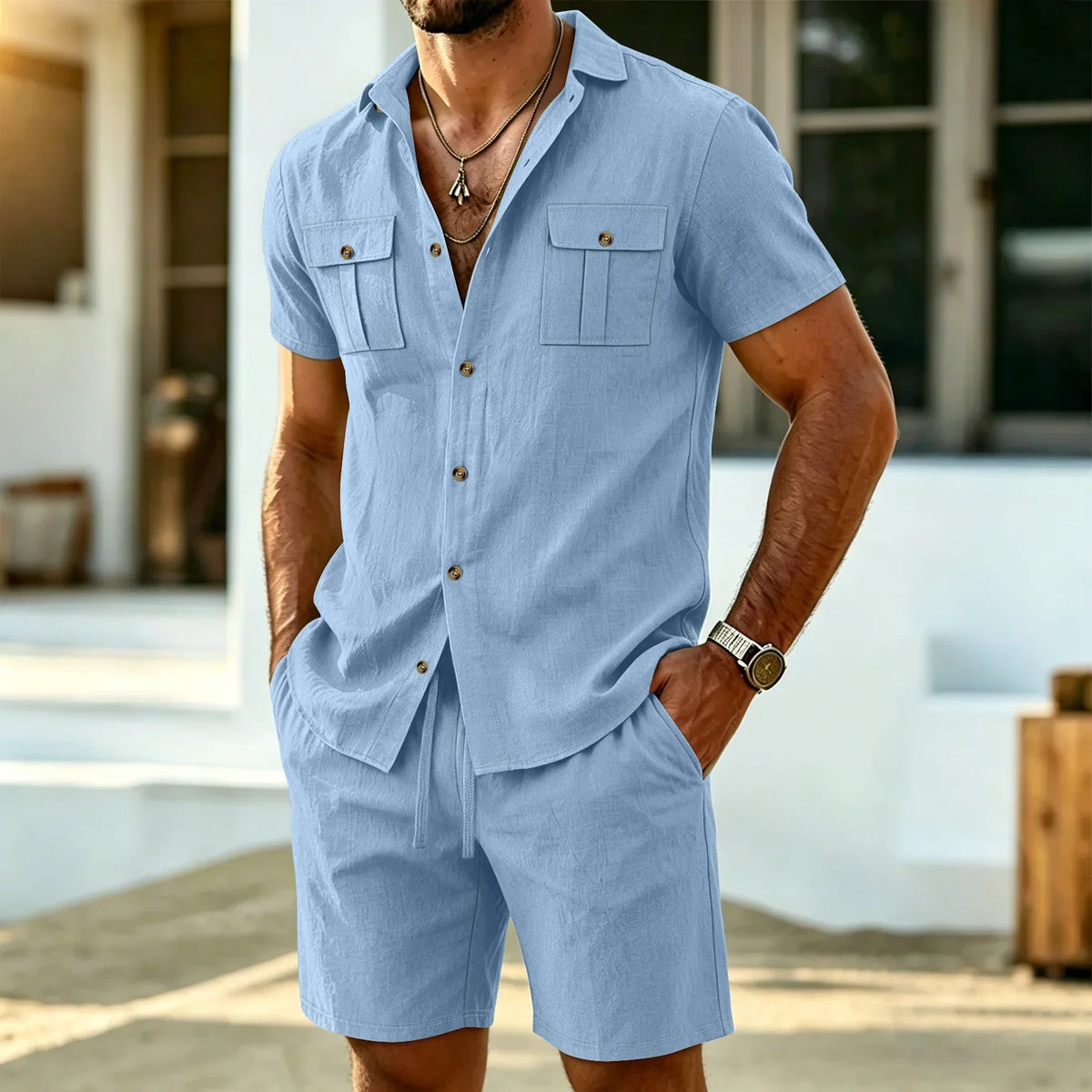 Siyaje | Ensemble assorti en lin pour homme
