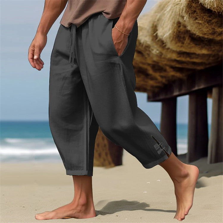 Siyaje | Pantalon d'été en lin confortable à taille élastique