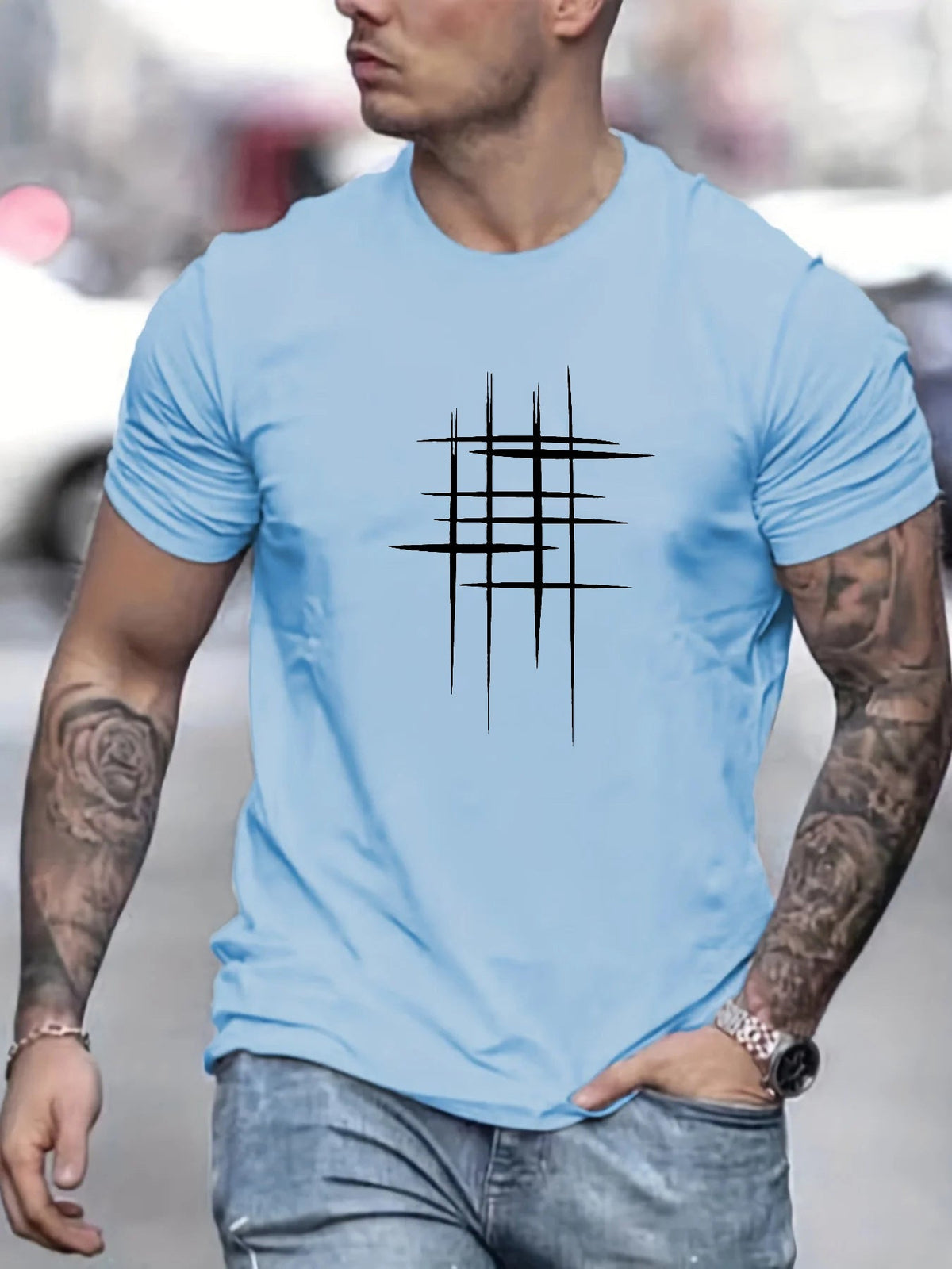Siyaje | T-shirt élégant à col rond avec imprimé graphique