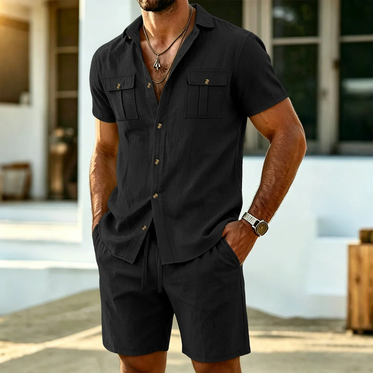 Siyaje | Ensemble assorti en lin pour homme