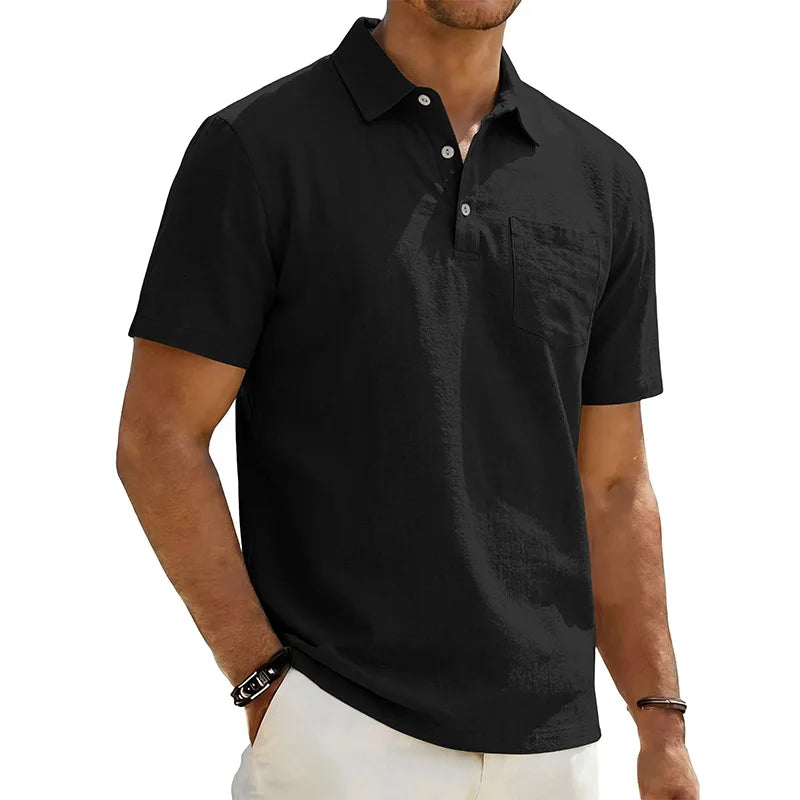 Siyaje | Polo en lin à manches courtes pour homme