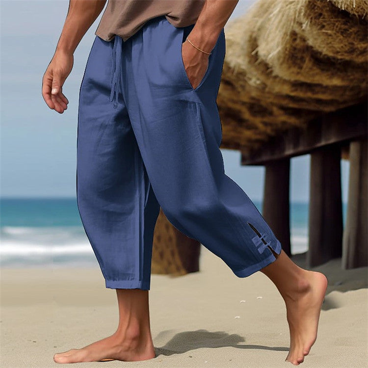 Siyaje | Pantalon d'été en lin confortable à taille élastique