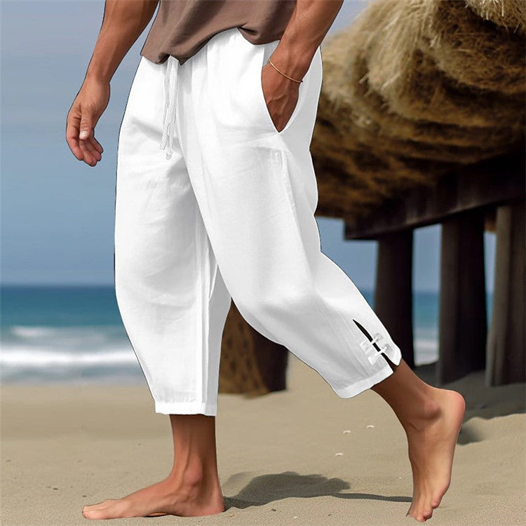 Siyaje | Pantalon d'été en lin confortable à taille élastique
