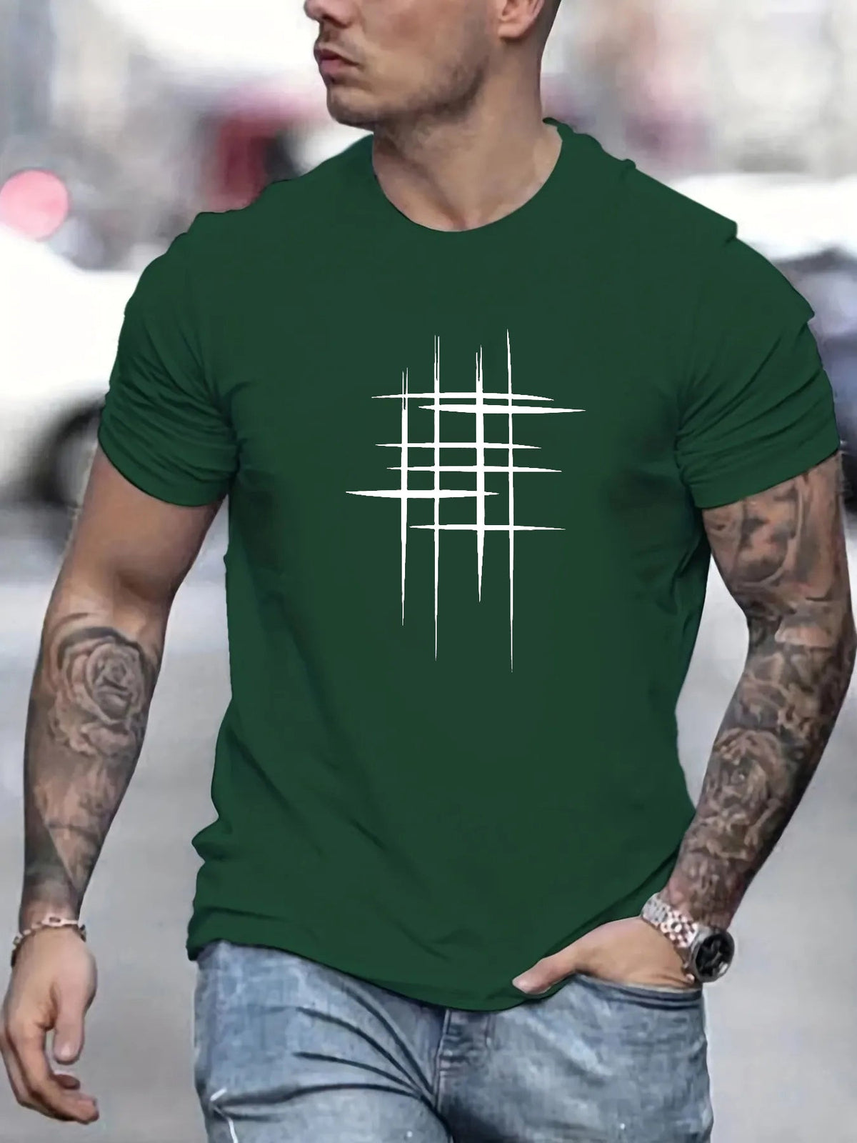 Siyaje | T-shirt élégant à col rond avec imprimé graphique