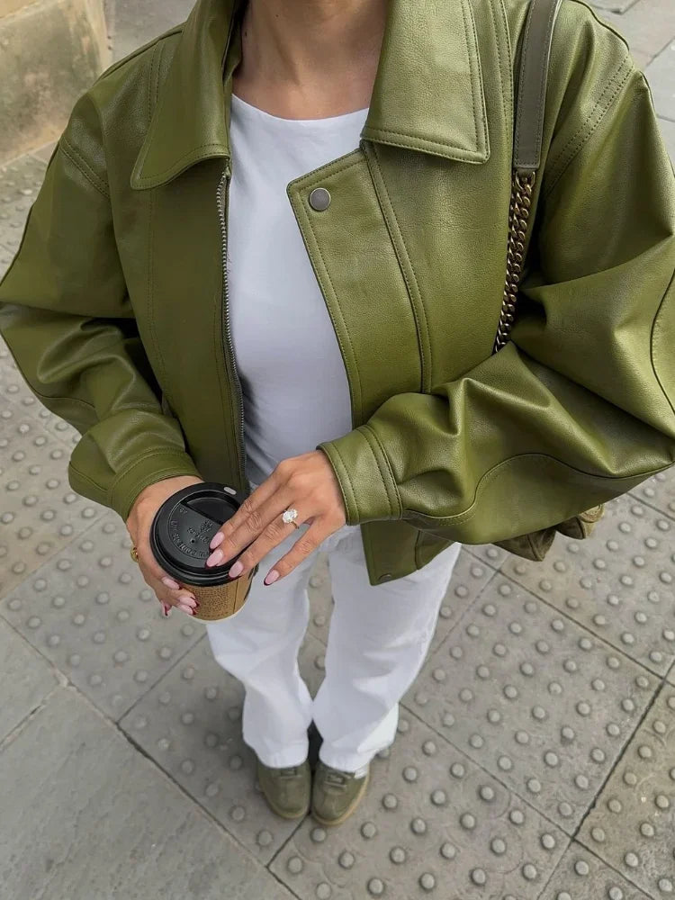 Marie - Veste en Cuir Oversized