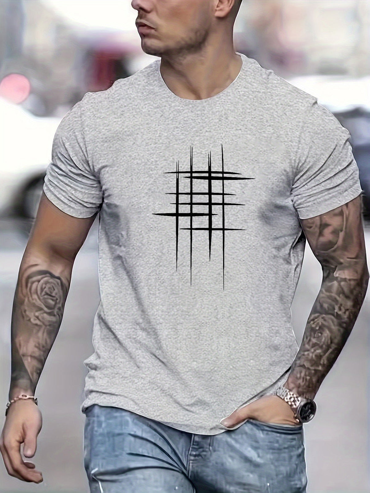 Siyaje | T-shirt élégant à col rond avec imprimé graphique