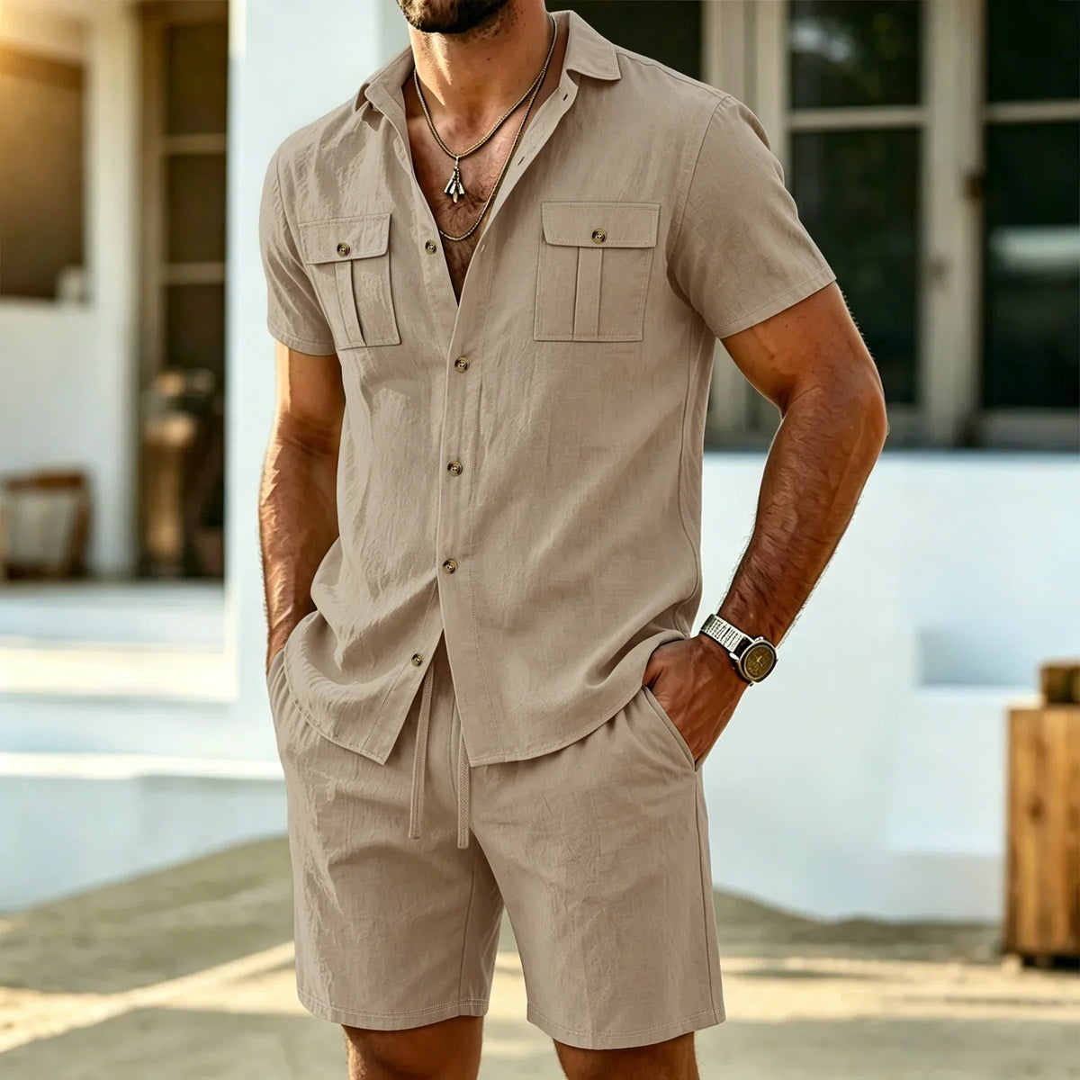 Siyaje | Ensemble assorti en lin pour homme
