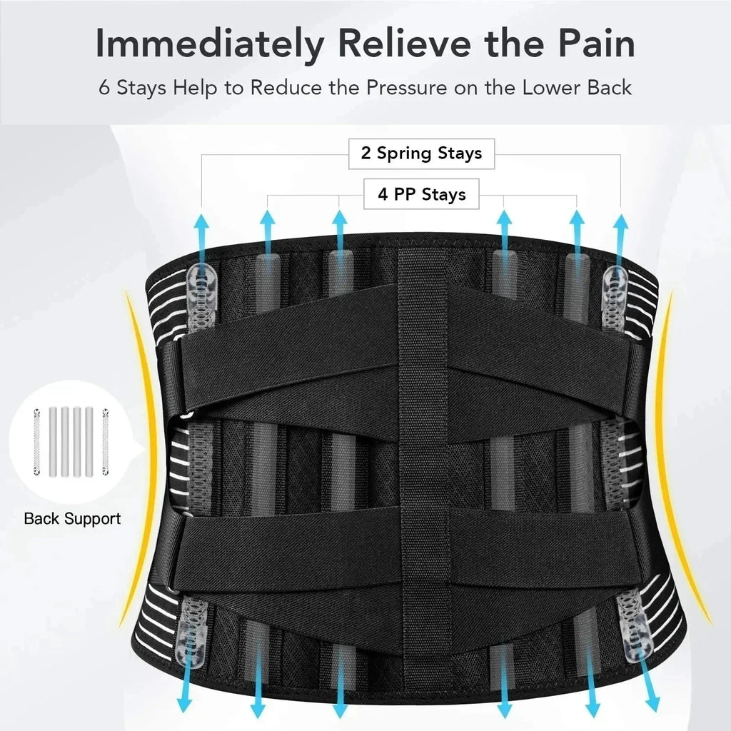 Ceinture de soutien dorsal OrthoFlexa | Soutien lombaire 360° avec Aluminium à mémoire et ressorts en acier | Respirant & Invisible sous les vêtements