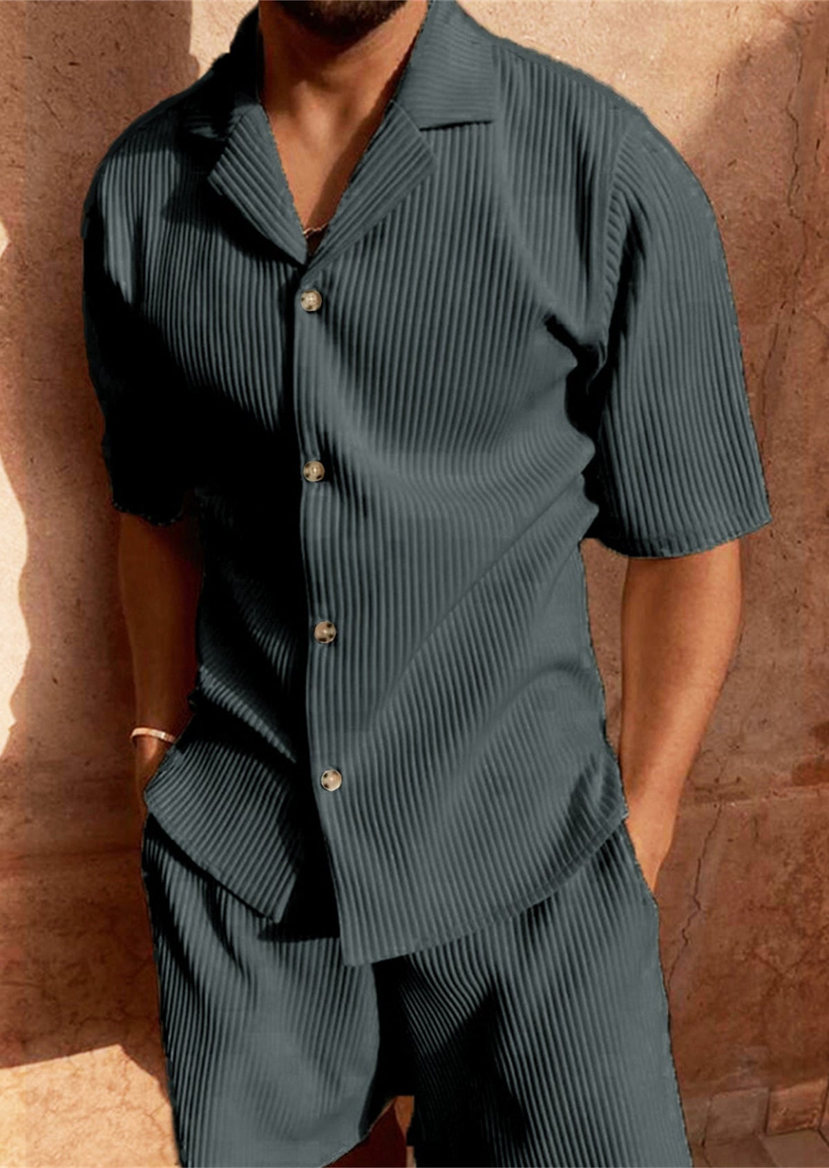 Siyaje | Ensemble chemise en corde à manches courtes et pantalon court