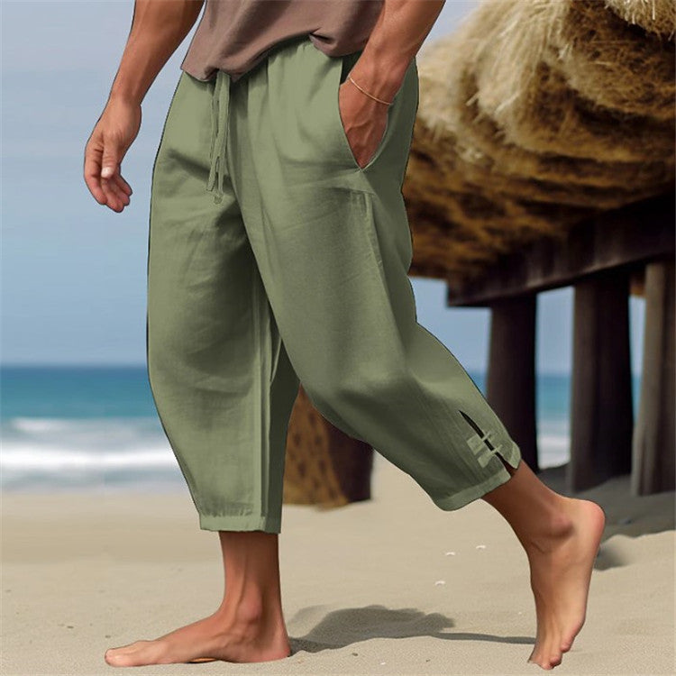 Siyaje | Pantalon d'été en lin confortable à taille élastique