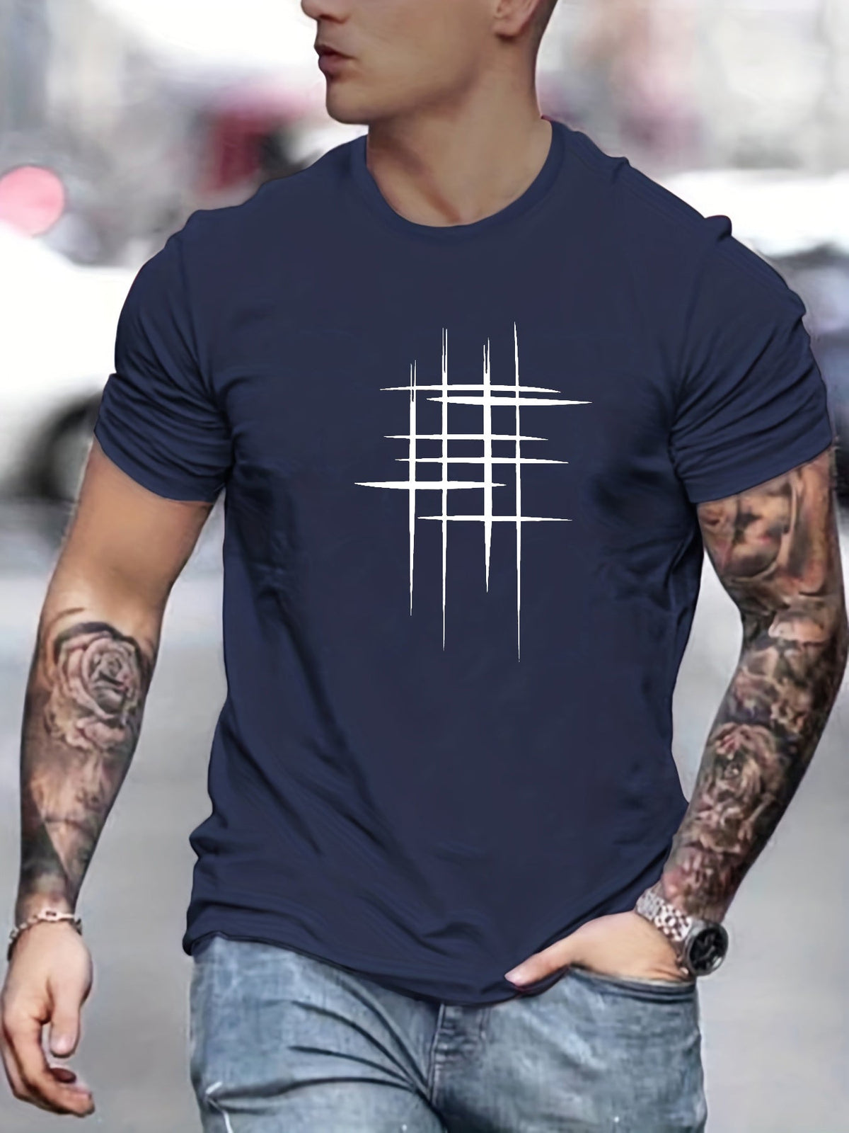 Siyaje | T-shirt élégant à col rond avec imprimé graphique