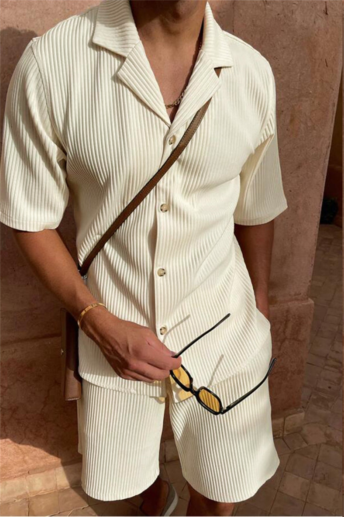 Siyaje | Ensemble chemise en corde à manches courtes et pantalon court