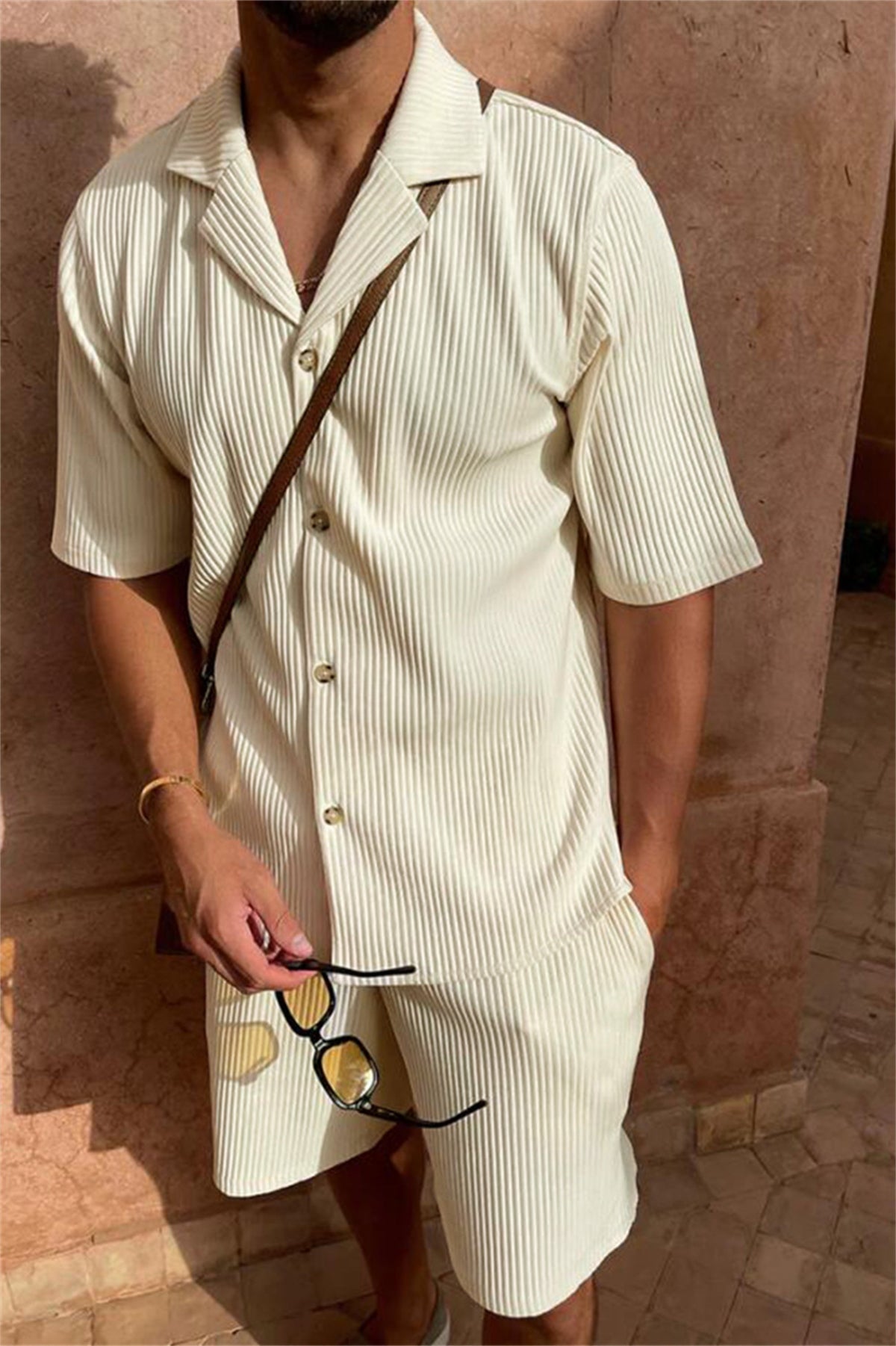 Siyaje | Ensemble chemise en corde à manches courtes et pantalon court