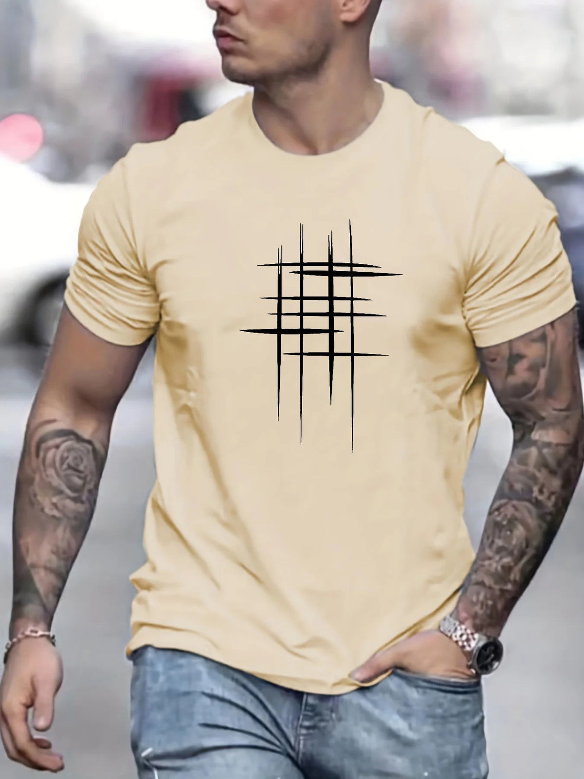 Siyaje | T-shirt élégant à col rond avec imprimé graphique