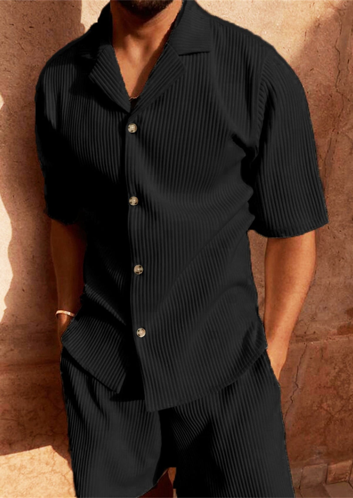 Siyaje | Ensemble chemise en corde à manches courtes et pantalon court