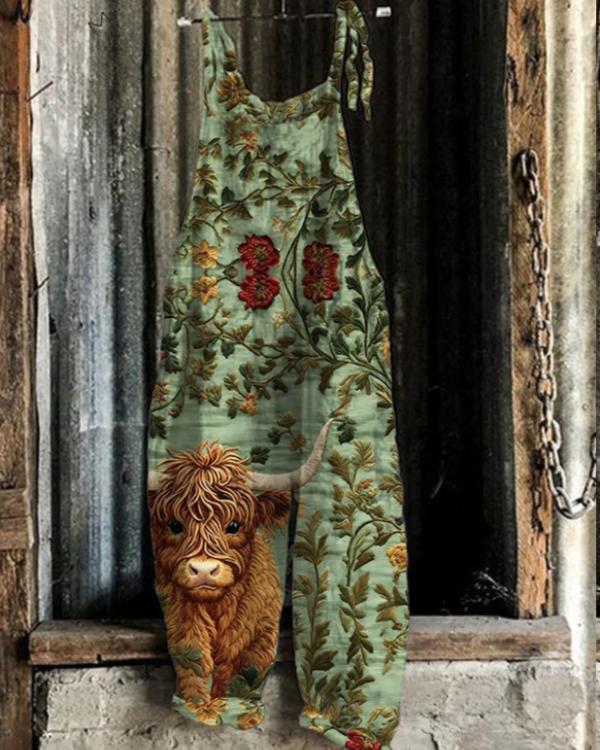 Siyaje | Salopette Vintage avec Broderie Florale - Style et Confort Sans Effort pour Femmes