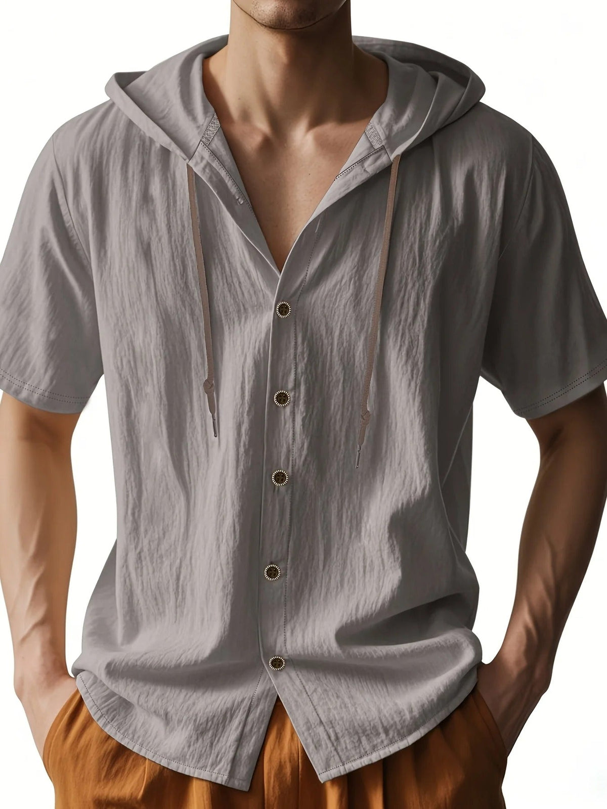 Siyaje | Chemise légère en lin à manches courtes avec capuche