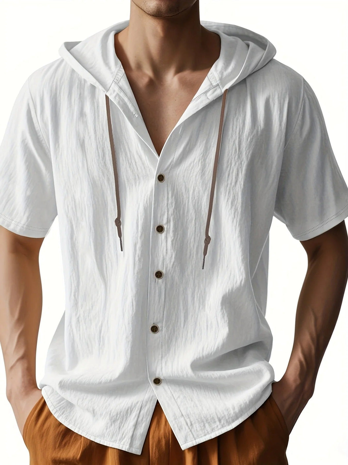 Siyaje | Chemise légère en lin à manches courtes avec capuche