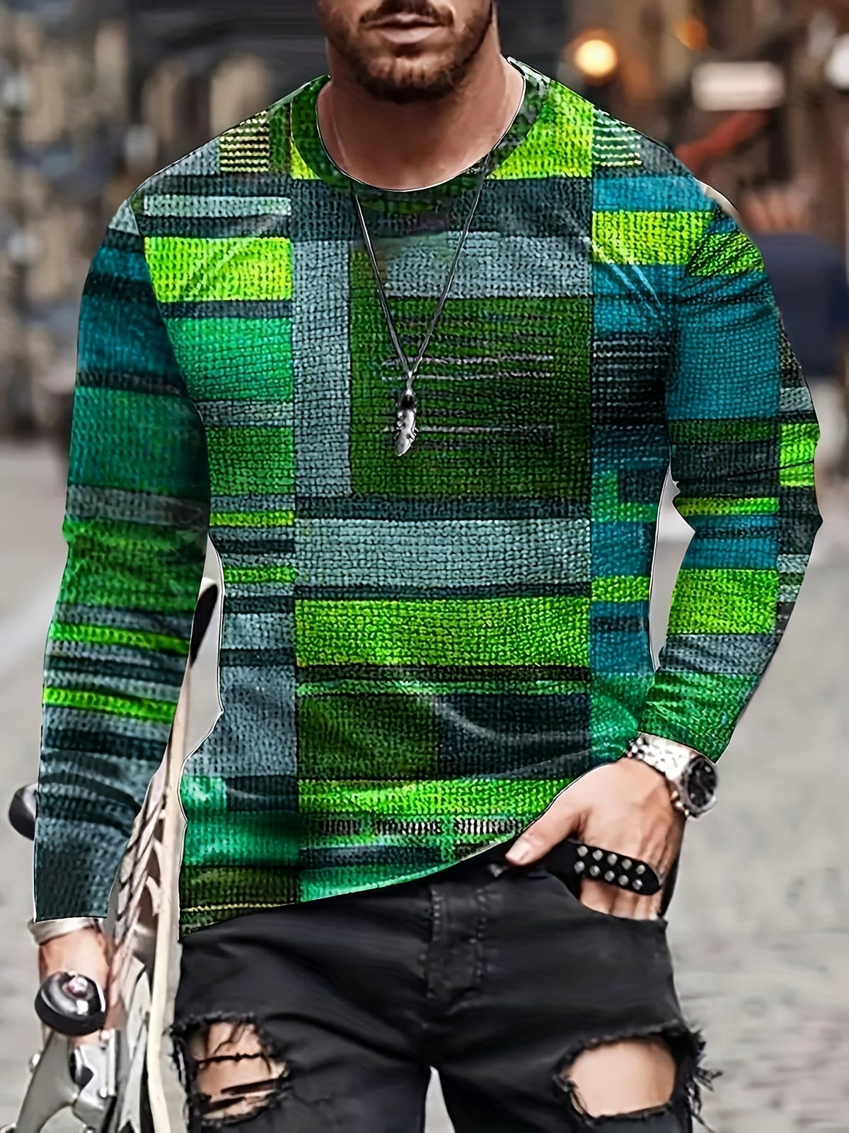 Siyaje | T-shirt à manches longues avec motif color block