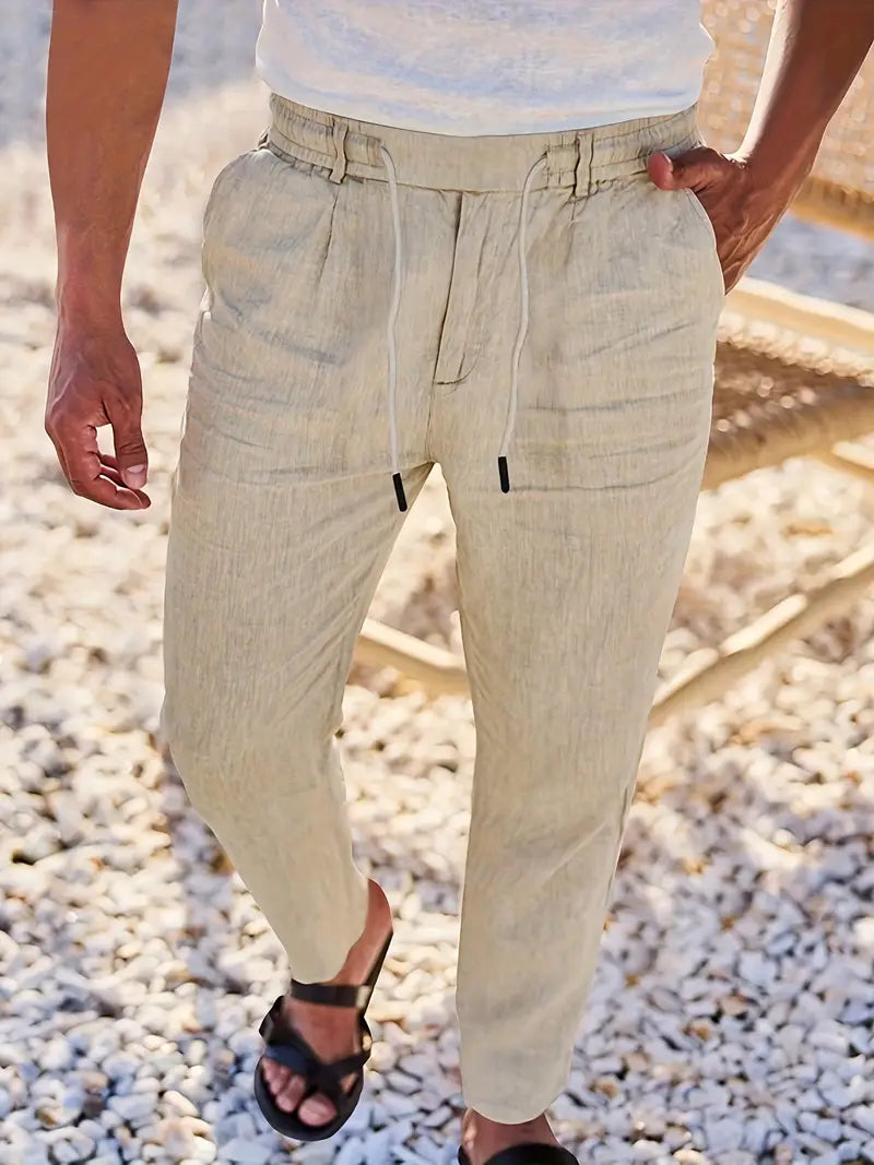 Siyaje | Pantalon ample en lin avec cordon de serrage