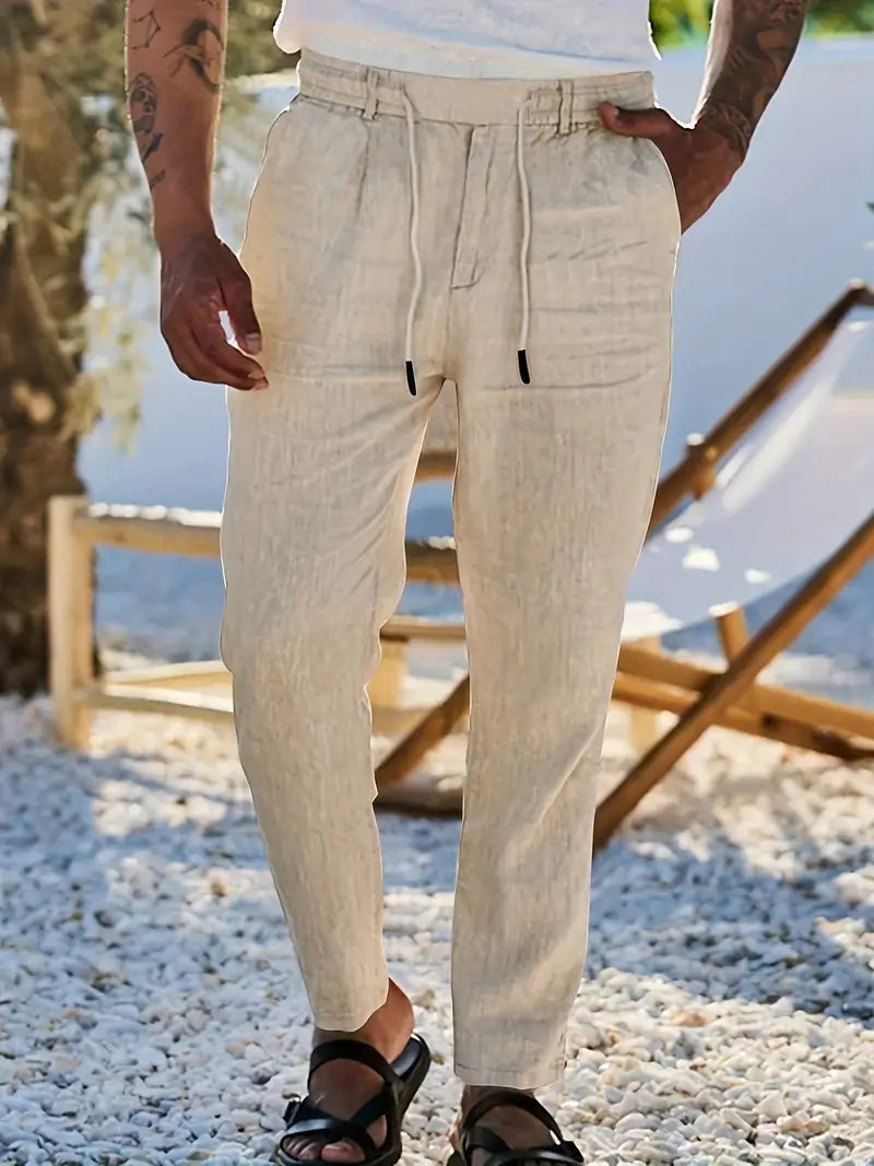 Siyaje | Pantalon ample en lin avec cordon de serrage