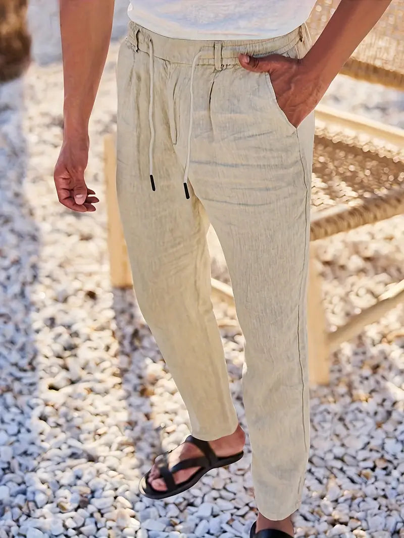 Siyaje | Pantalon ample en lin avec cordon de serrage