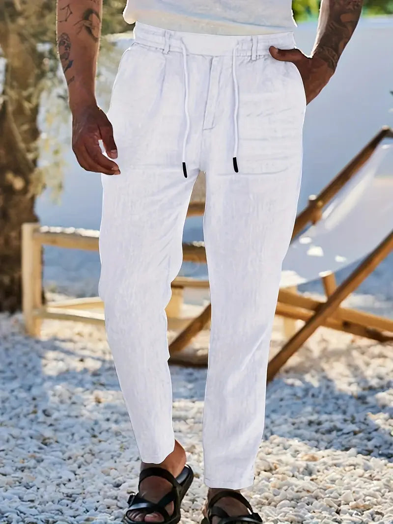 Siyaje | Pantalon ample en lin avec cordon de serrage