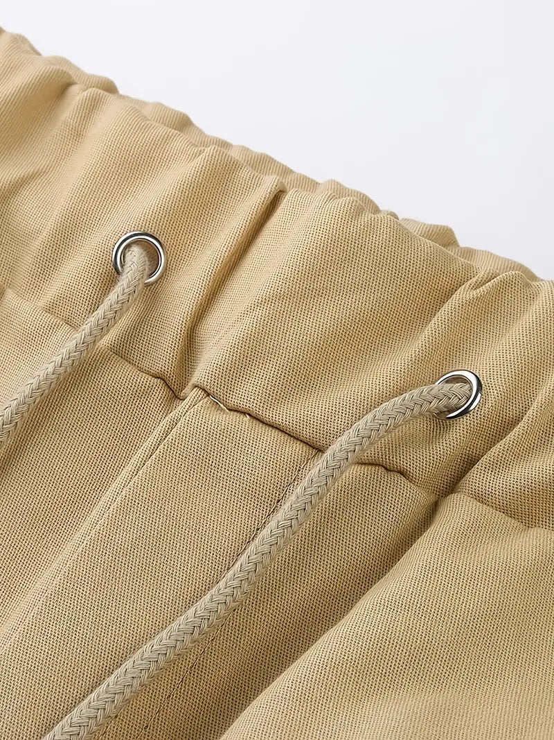 Siyaje | Short cargo décontracté à taille non élastique avec cordon