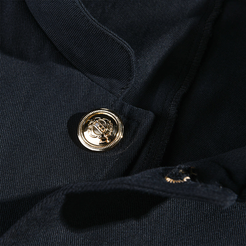 Siyaje | Veste vintage décontractée à col montant et boutons pour homme