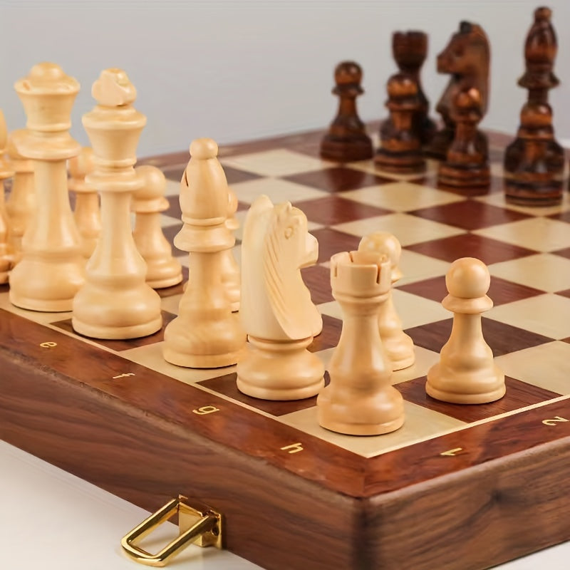 Jeu d'échecs en bois EchelonMaster | Échiquier artisanal en noyer avec pièces de jeu haut de gamme